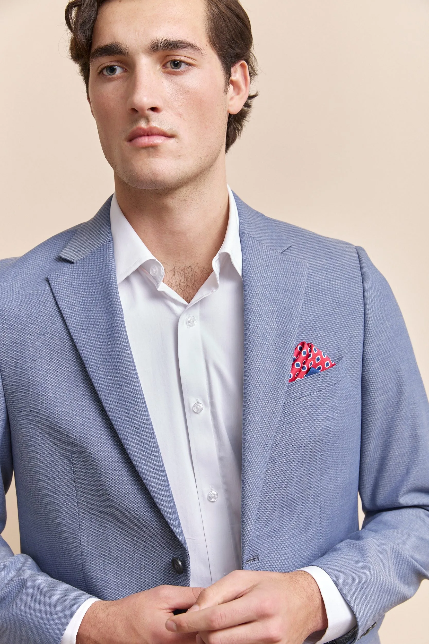 Dots print silk pocket square sold by Tristan Style