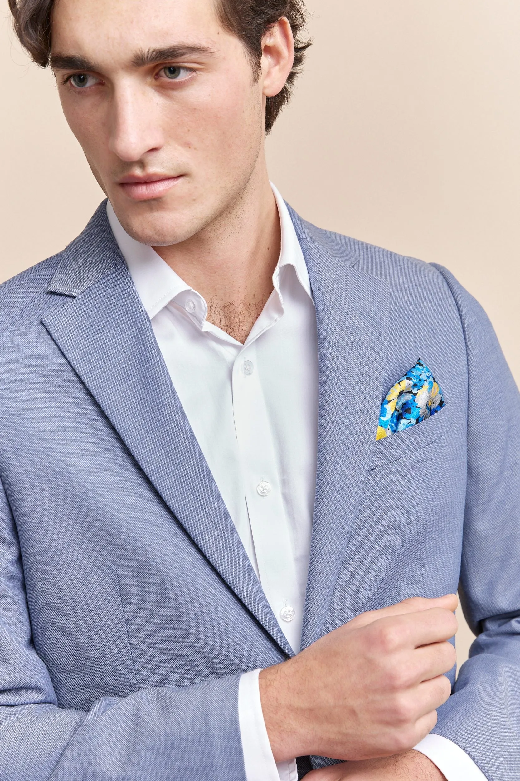 Flower print silk pocket square sold by Tristan Style