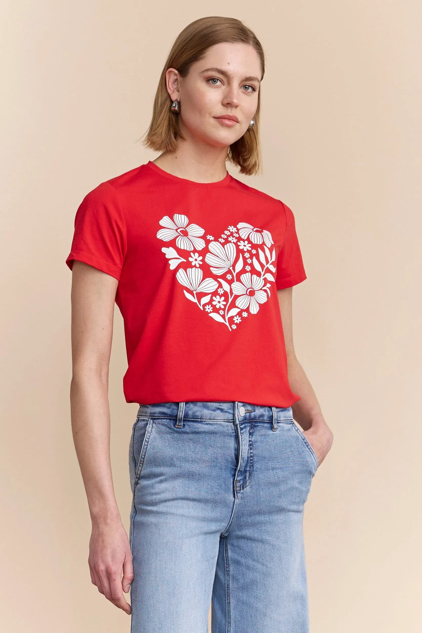 Red t-shirt with a heart sold by Tristan Style