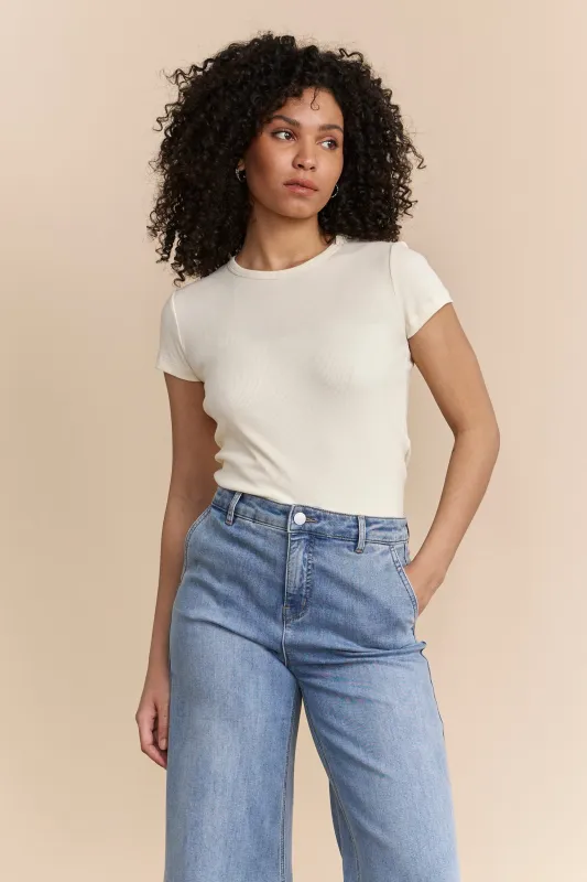 Ribbed t-shirt with crew neck sold by Tristan Style