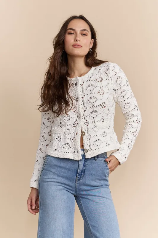 Crochet cardigan sold by Tristan Style