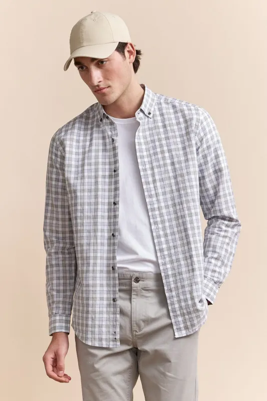 Semi-fitted check shirt sold by Tristan Style