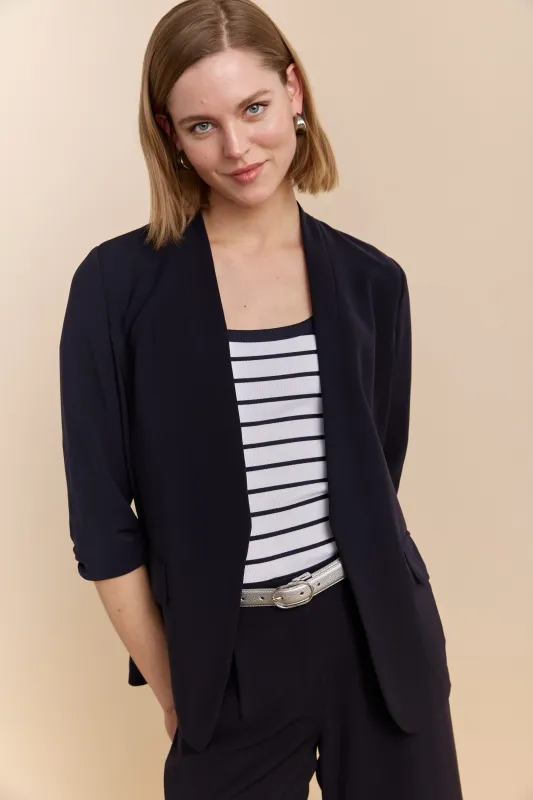 Gathered-sleeve blazer sold by Tristan Style