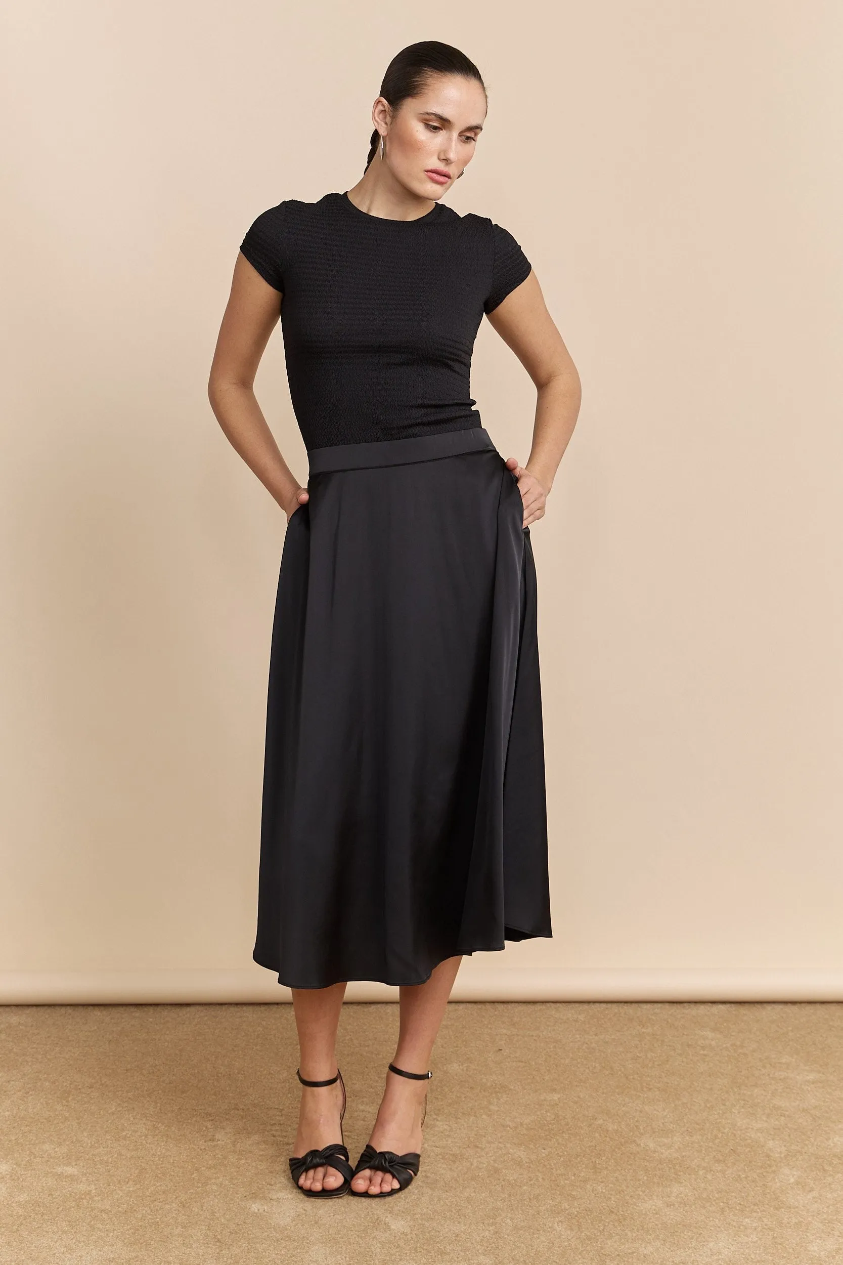 Satin skirt with elastic waist sold by Tristan Style product image thumbnail 5