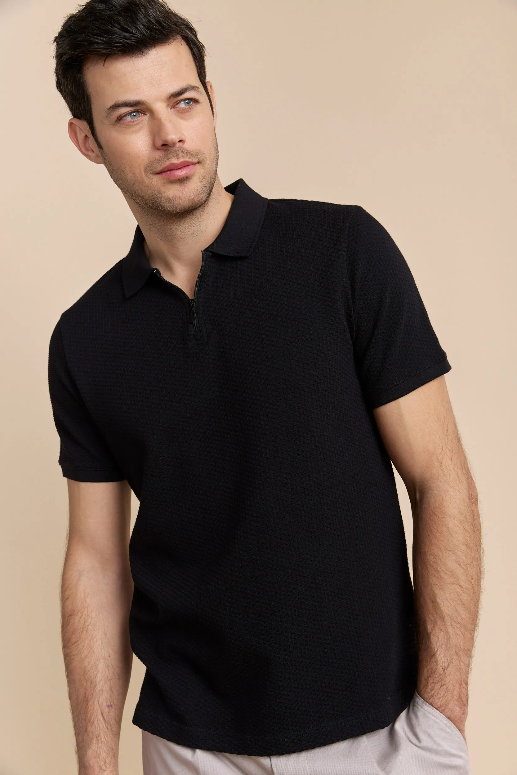 Johnny-collar jacquard polo sold by Tristan Style product image thumbnail 3