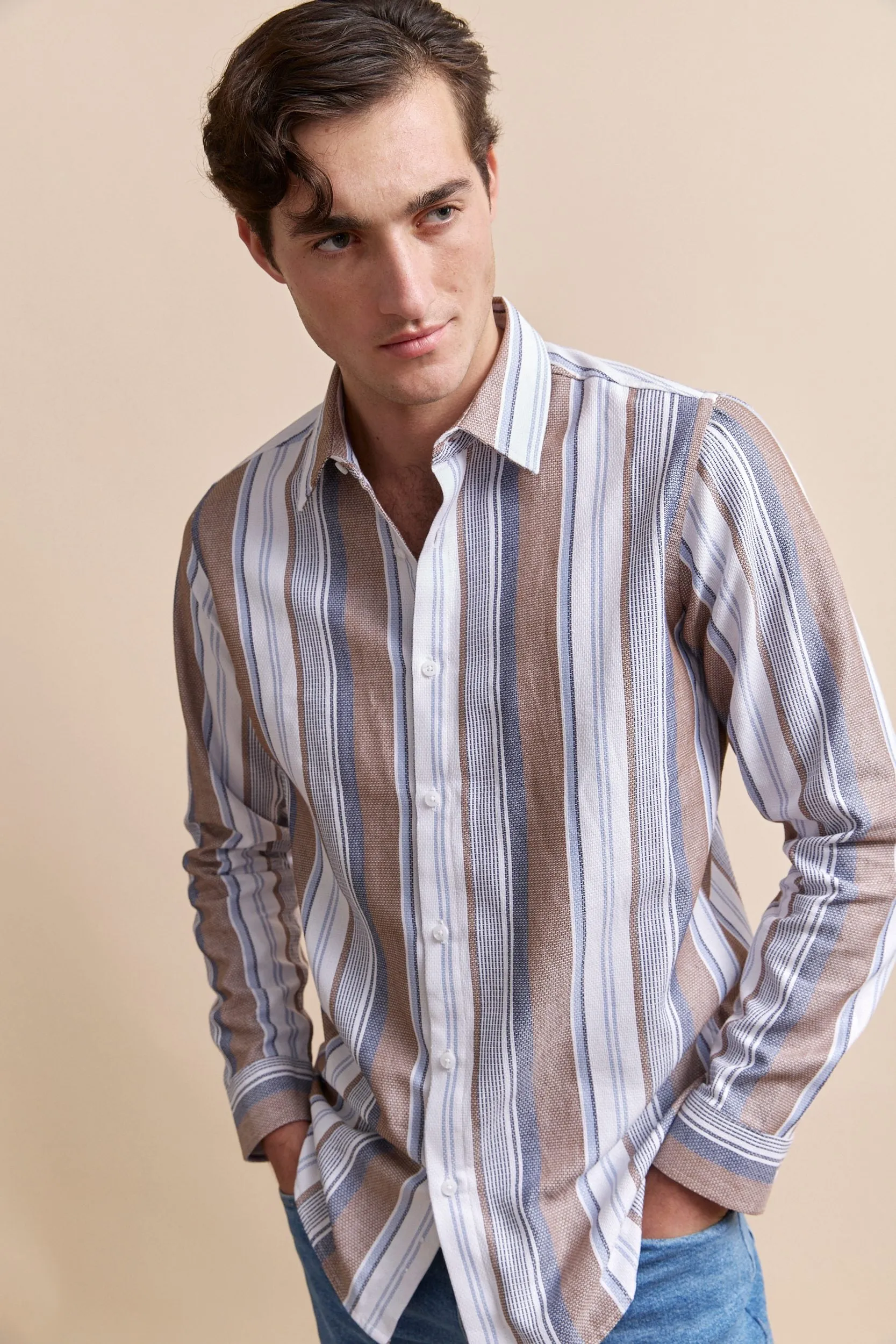 Multi tone striped shirt sold by Tristan Style product image thumbnail 3