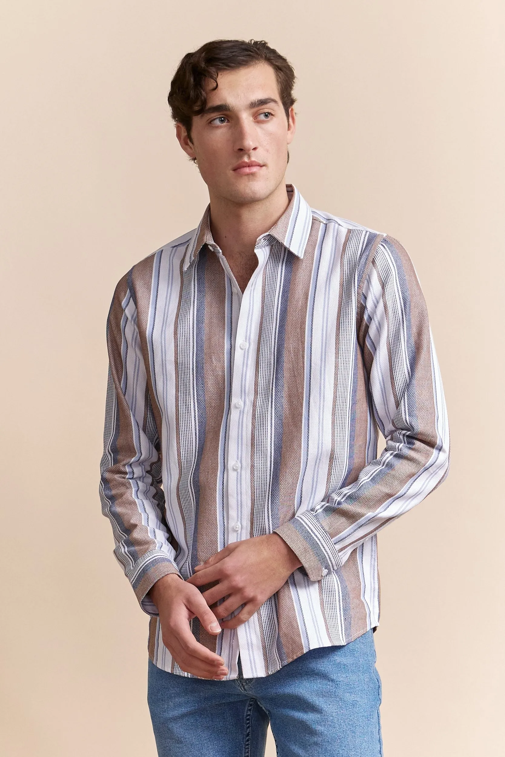 Multi tone striped shirt sold by Tristan Style