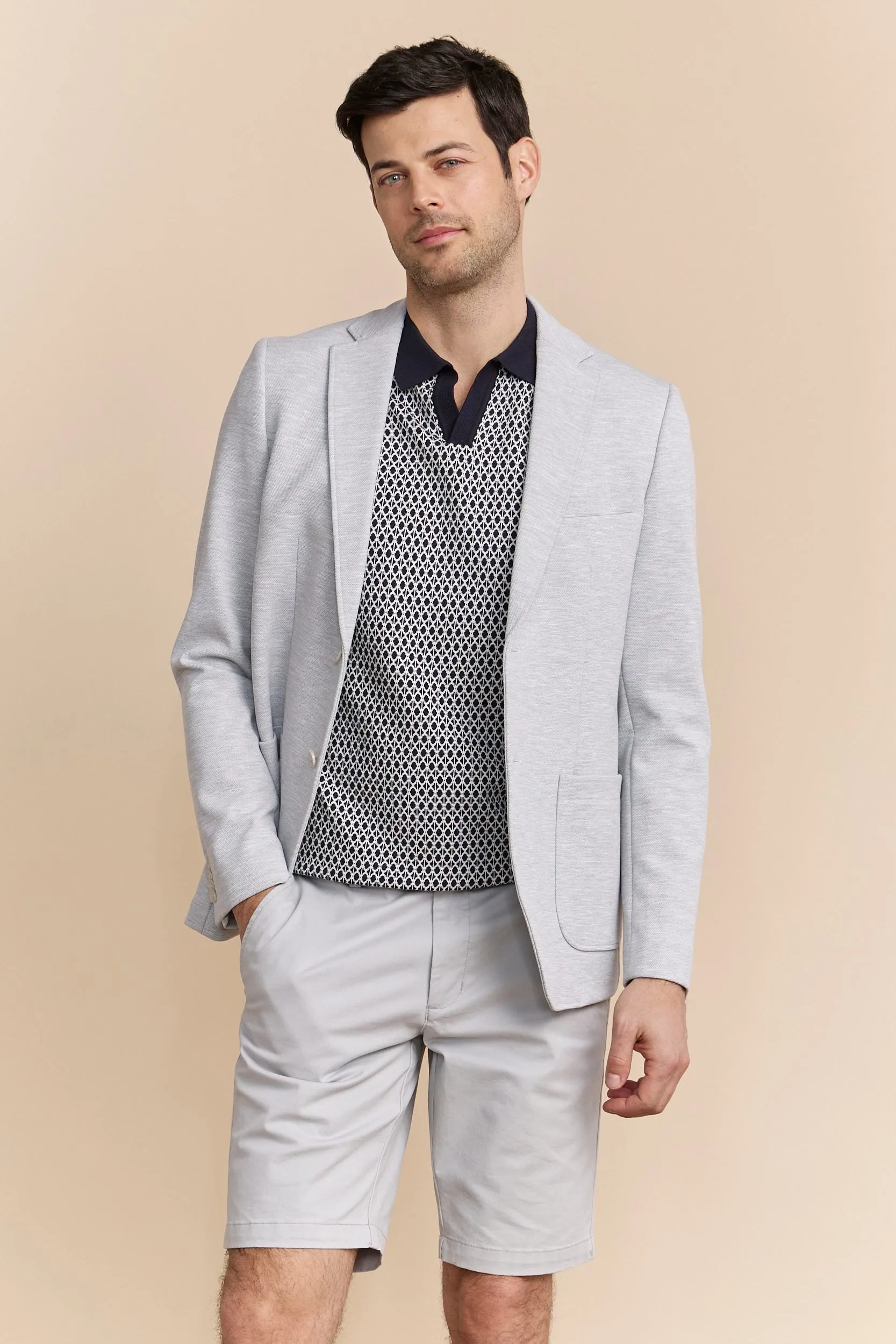 Two tone Fitted knit blazer sold by Tristan Style