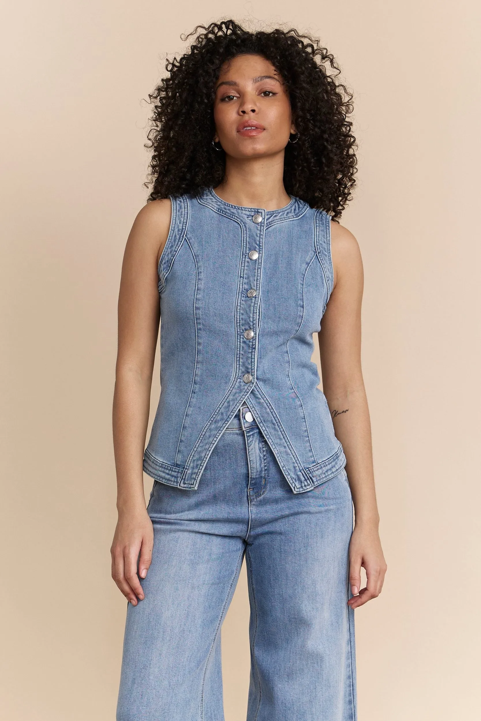 Denim vest sold by Tristan Style product image thumbnail 3