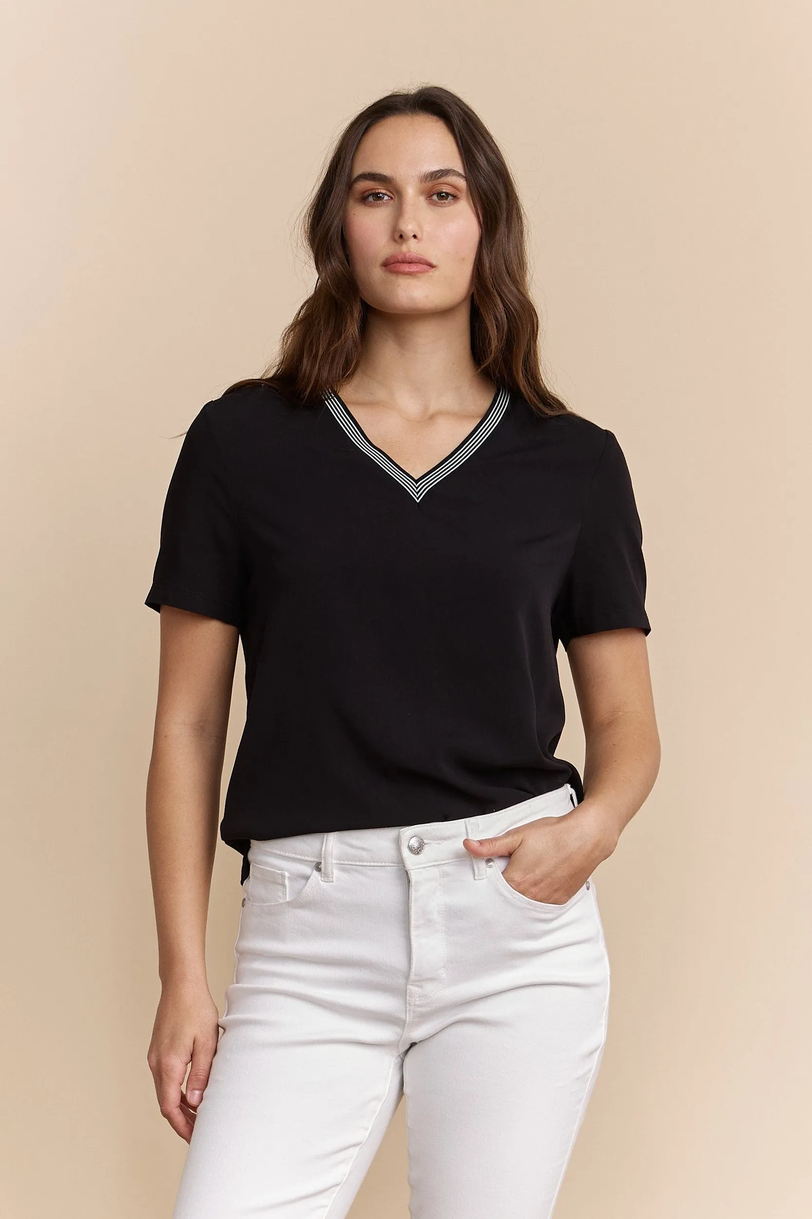 Short-sleeve top with jersey back sold by Tristan Style product image thumbnail 4