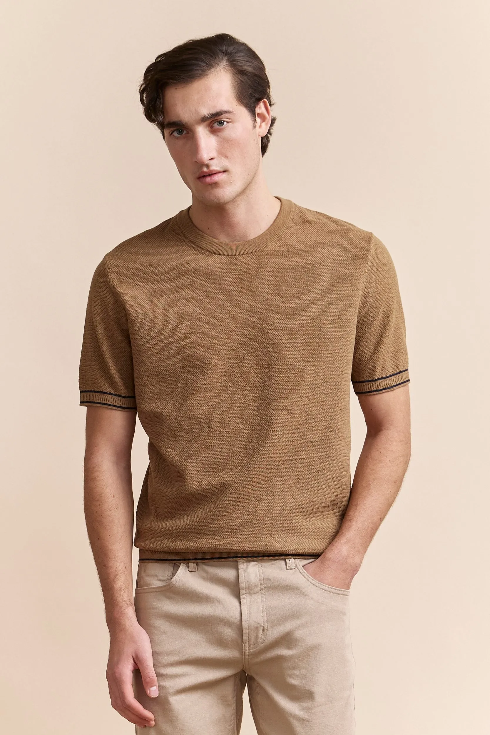 Short sleeves textured sweater sold by Tristan Style product image thumbnail 2