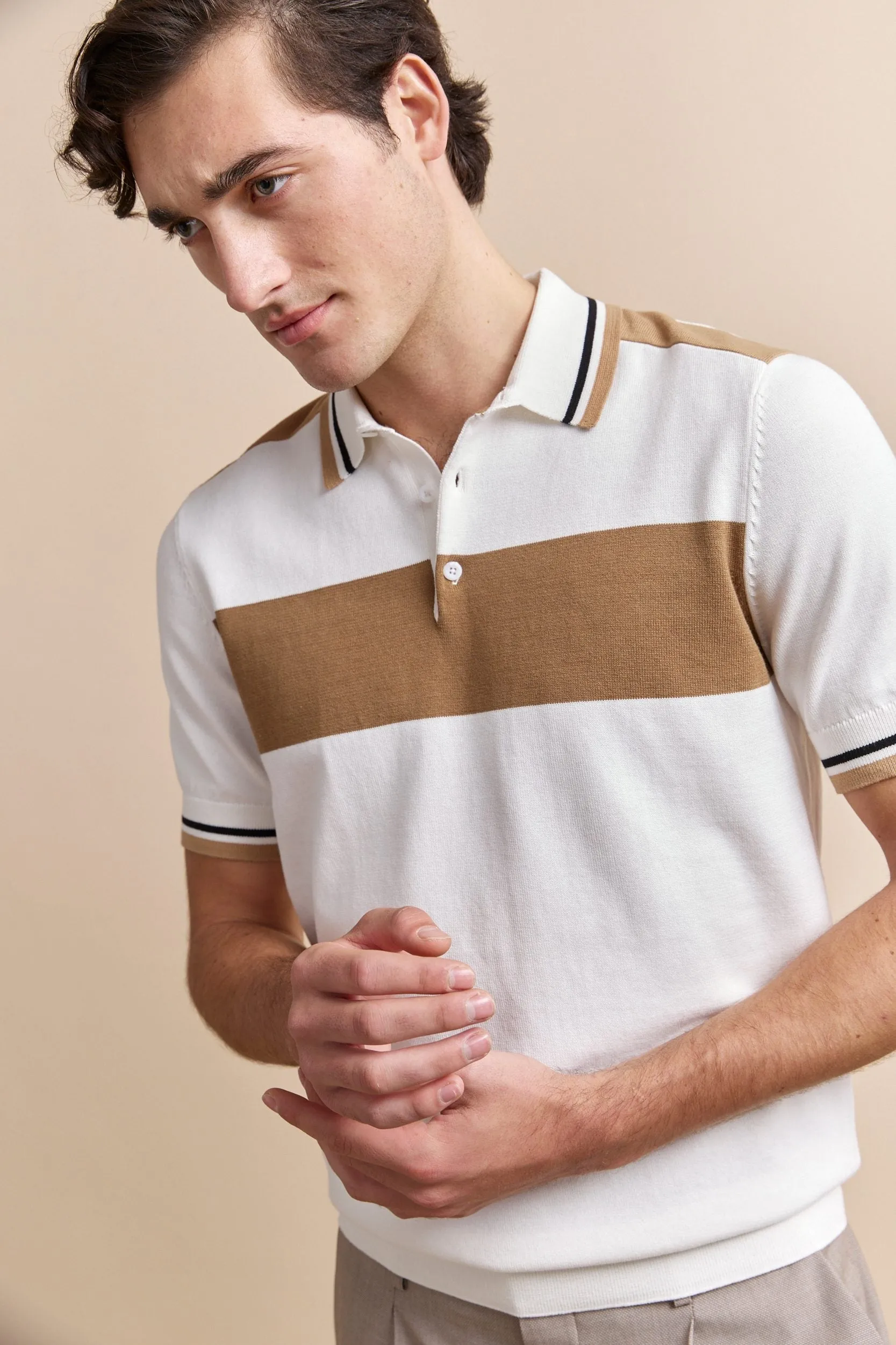 Color block knitted polo sold by Tristan Style product image thumbnail 3