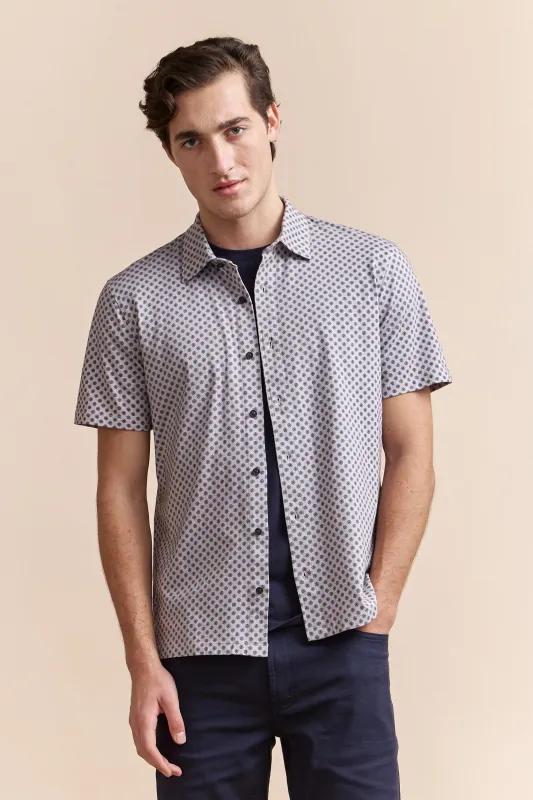 Micro pattern printed jersey shirt sold by Tristan Style