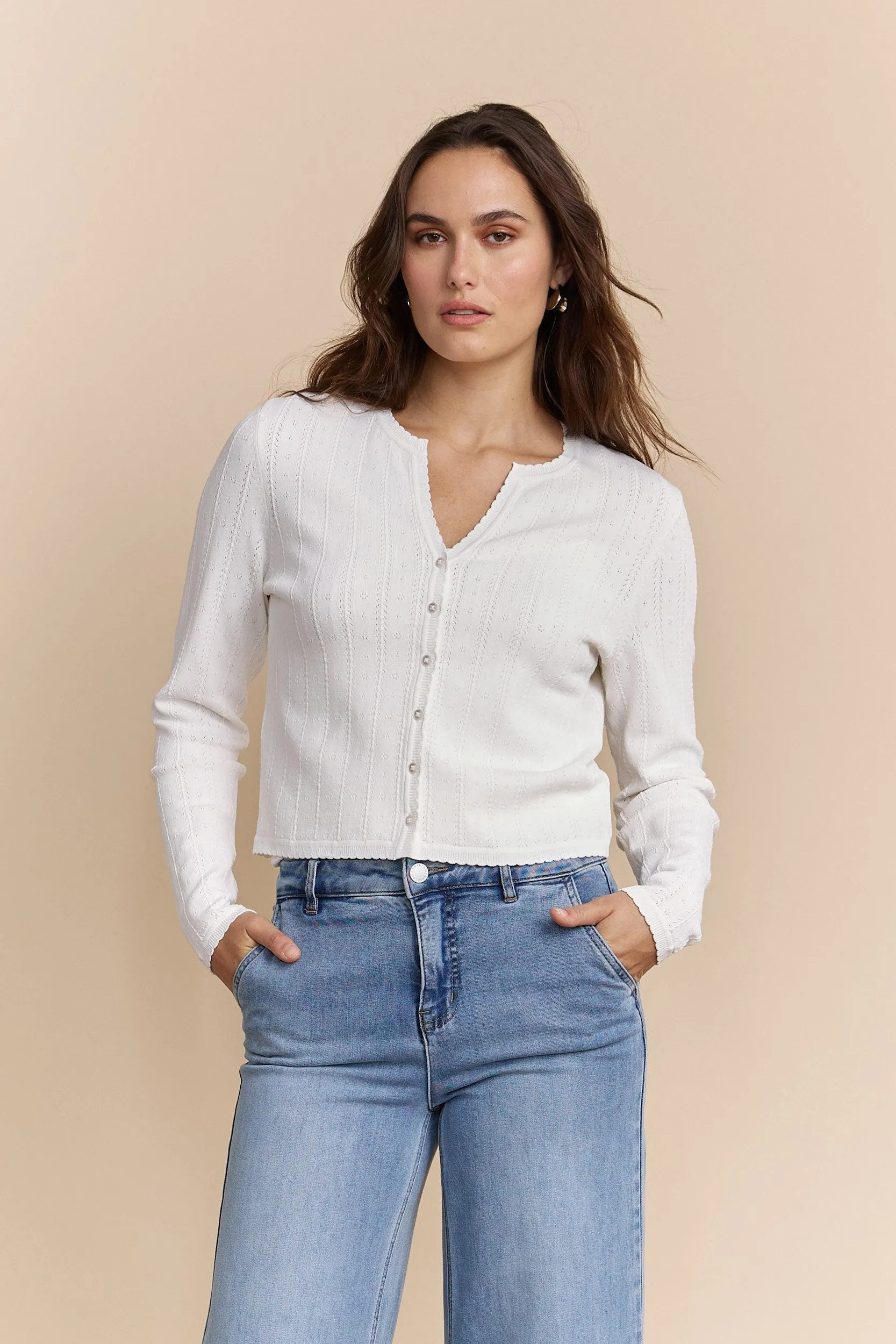 Pointelle knit cardigan sold by Tristan Style product image thumbnail 2