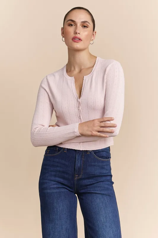Pointelle knit cardigan sold by Tristan Style