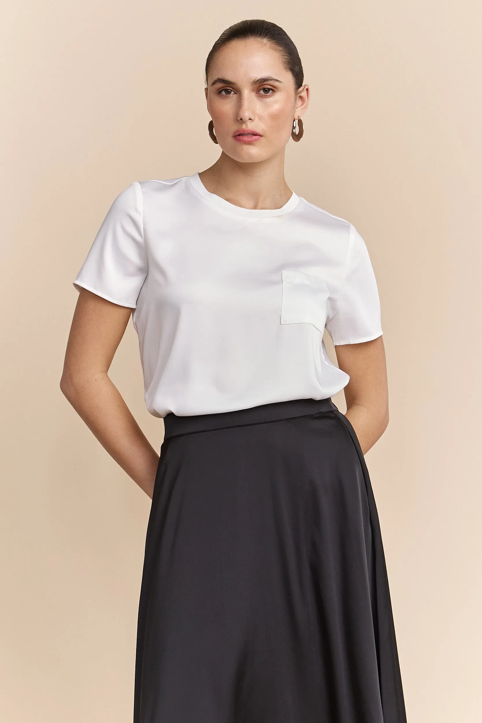 Satin short sleeves top sold by Tristan Style product image thumbnail 3