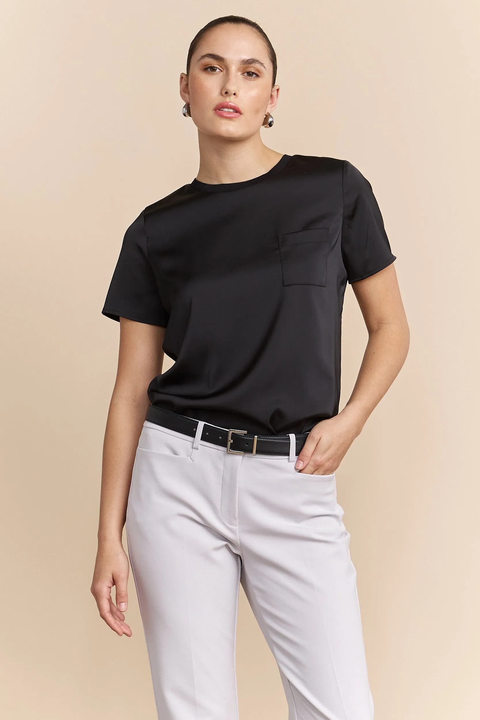 Satin short sleeves top sold by Tristan Style product image thumbnail 2