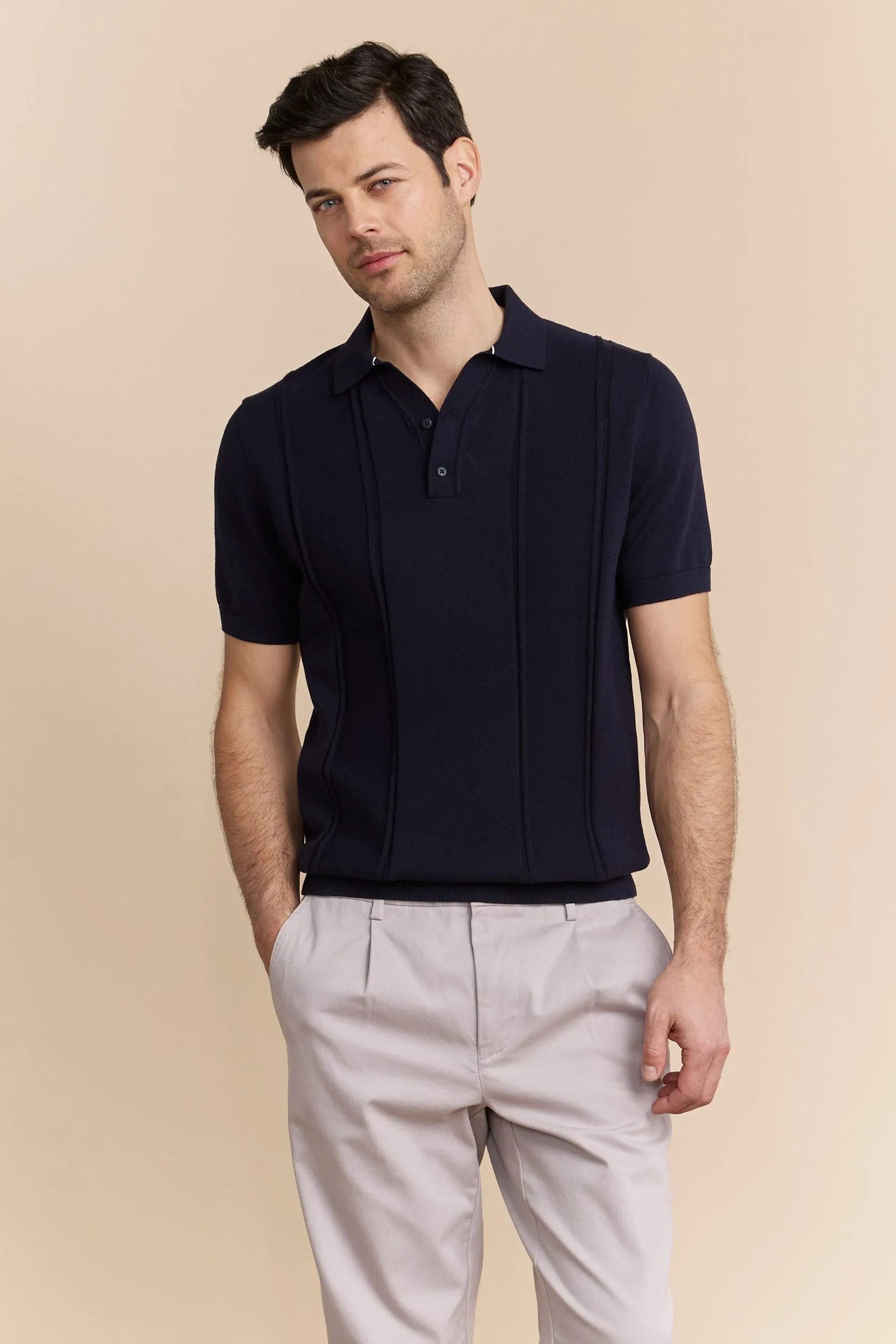 Textured vertical stripes polo sold by Tristan Style product image thumbnail 4