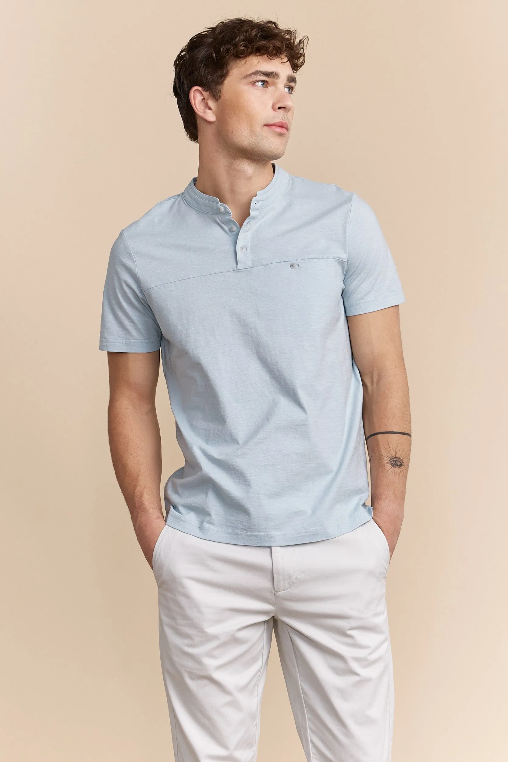 Henley t-shirt with pocket sold by Tristan Style product image thumbnail 5