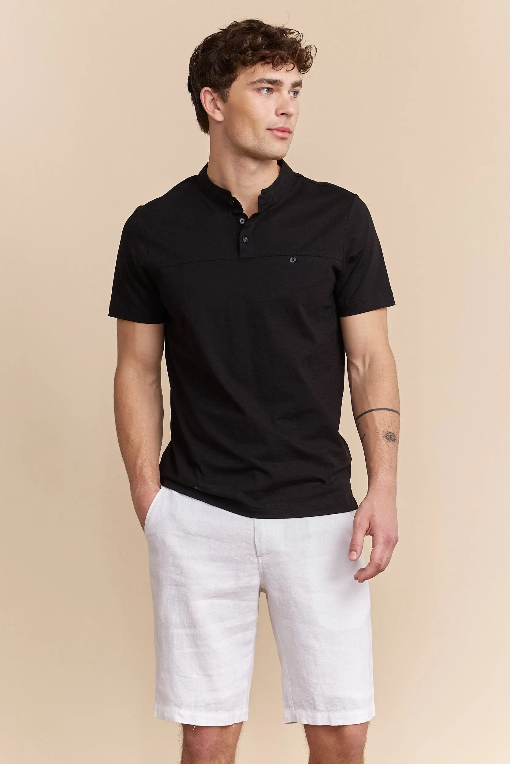 Henley t-shirt with pocket sold by Tristan Style product image thumbnail 2