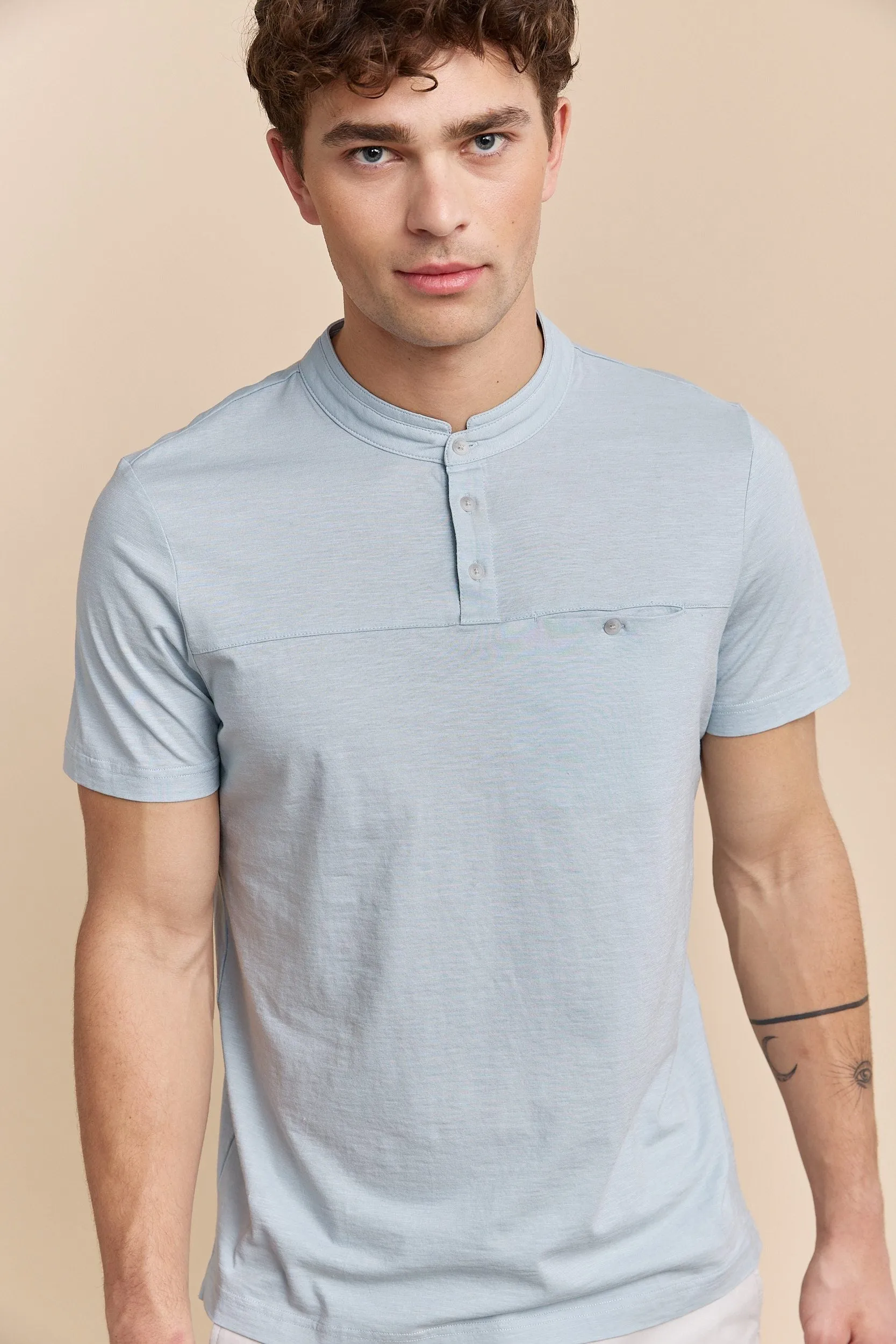 Henley t-shirt with pocket sold by Tristan Style