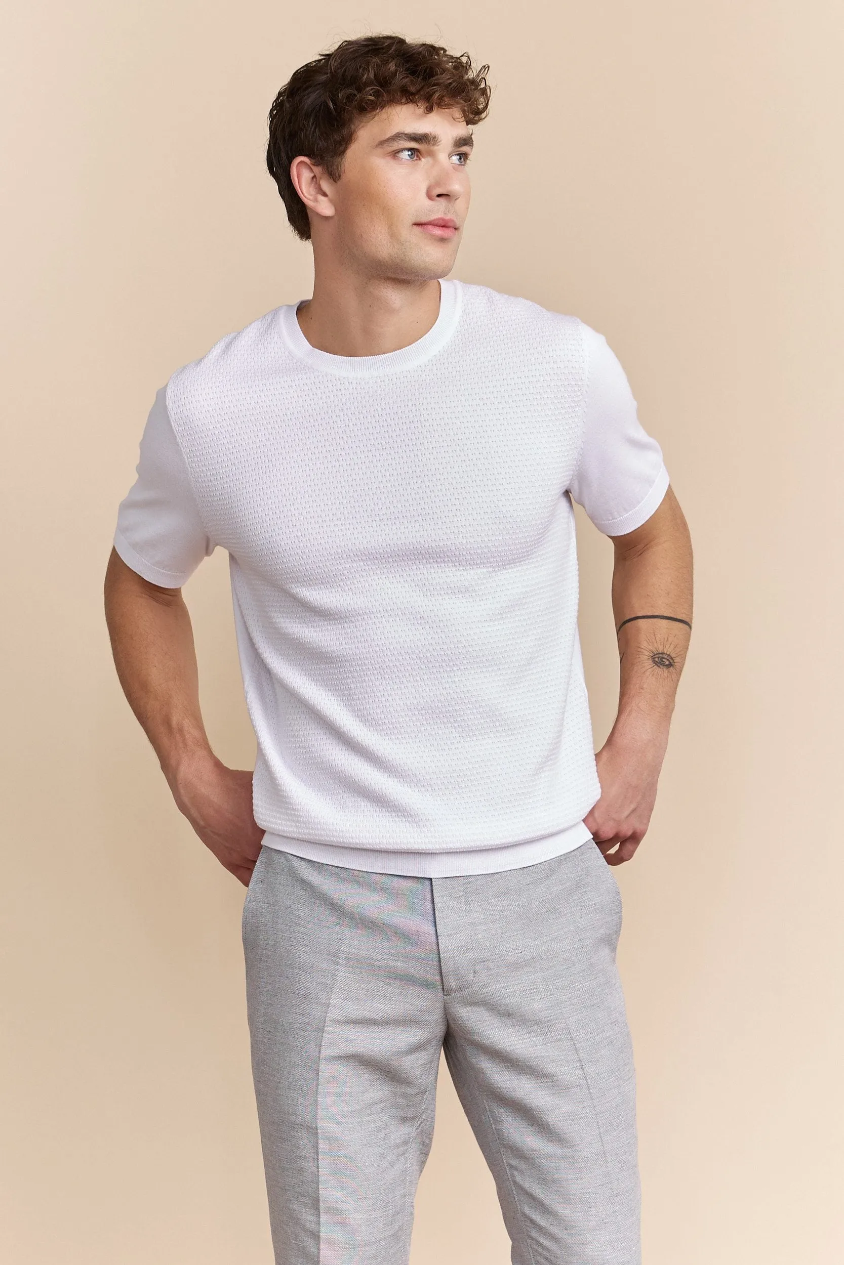 Two tone pointelle knit sweater sold by Tristan Style product image thumbnail 2