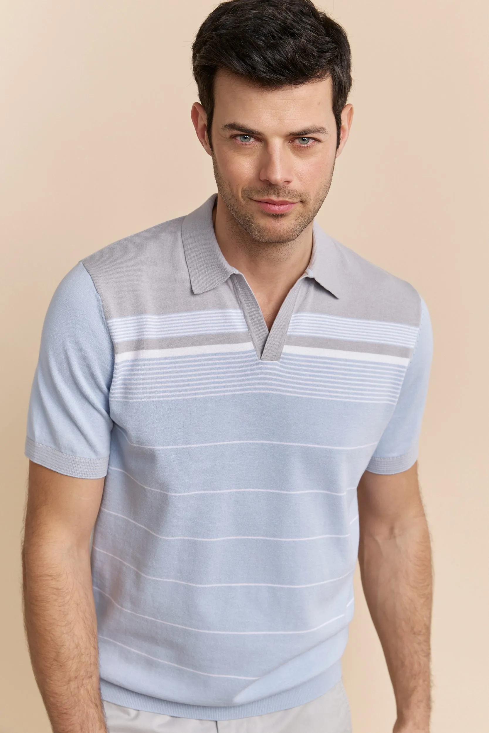 Stripes blocking knitted polo sold by Tristan Style product image thumbnail 4