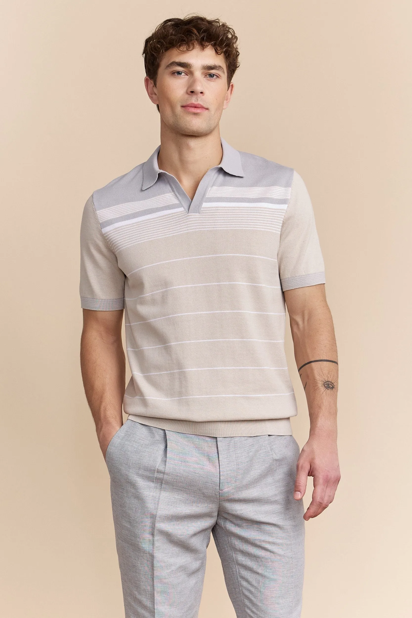 Stripes blocking knitted polo sold by Tristan Style product image thumbnail 2