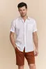 Semi-fitted short sleeve linen shirt sold by Tristan Style