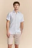 Semi-fitted short sleeve linen shirt sold by Tristan Style