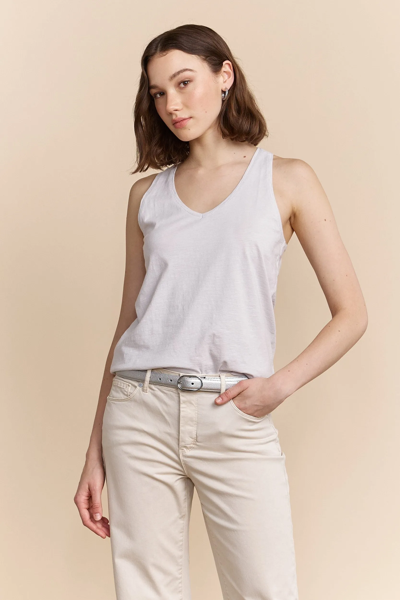 Basic V neck tank top sold by Tristan Style product image thumbnail 3