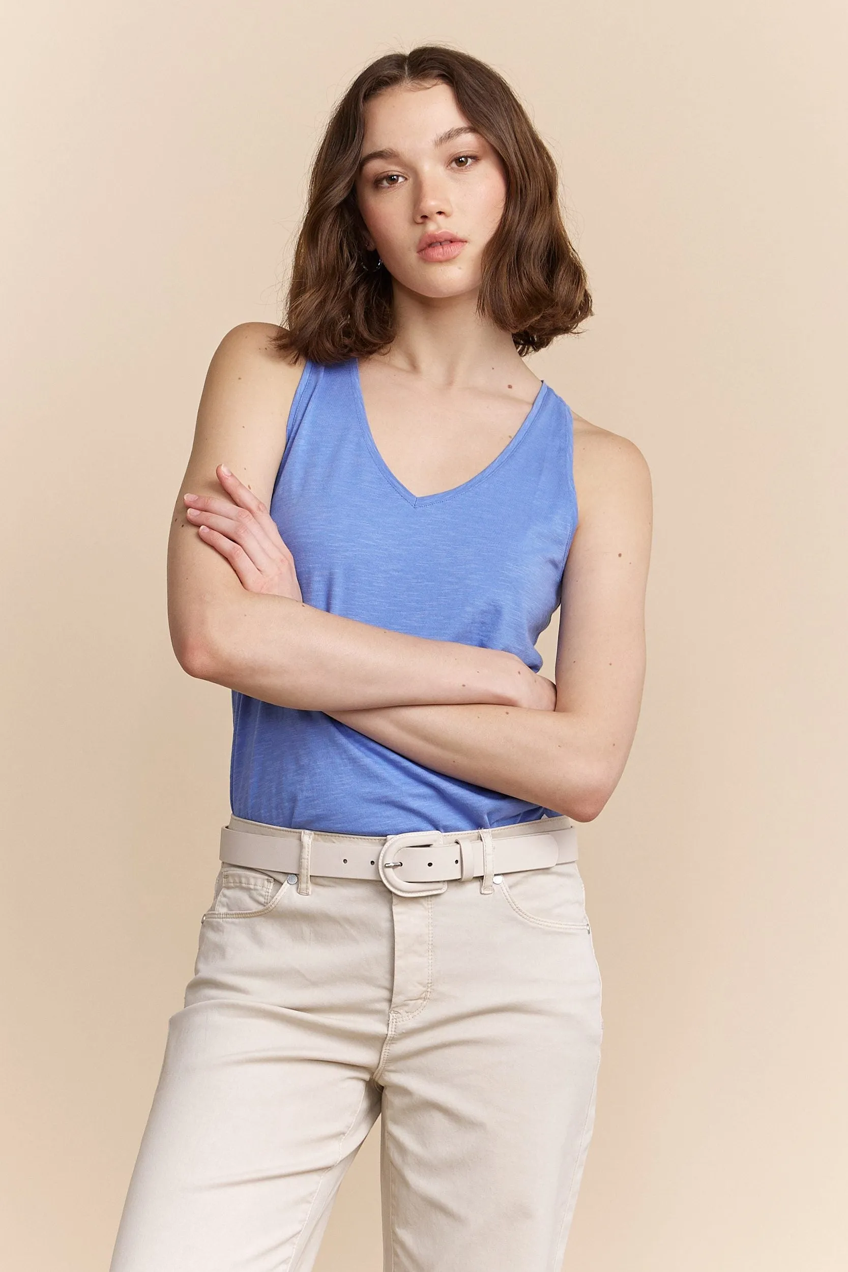 Basic V neck tank top sold by Tristan Style product image thumbnail 4