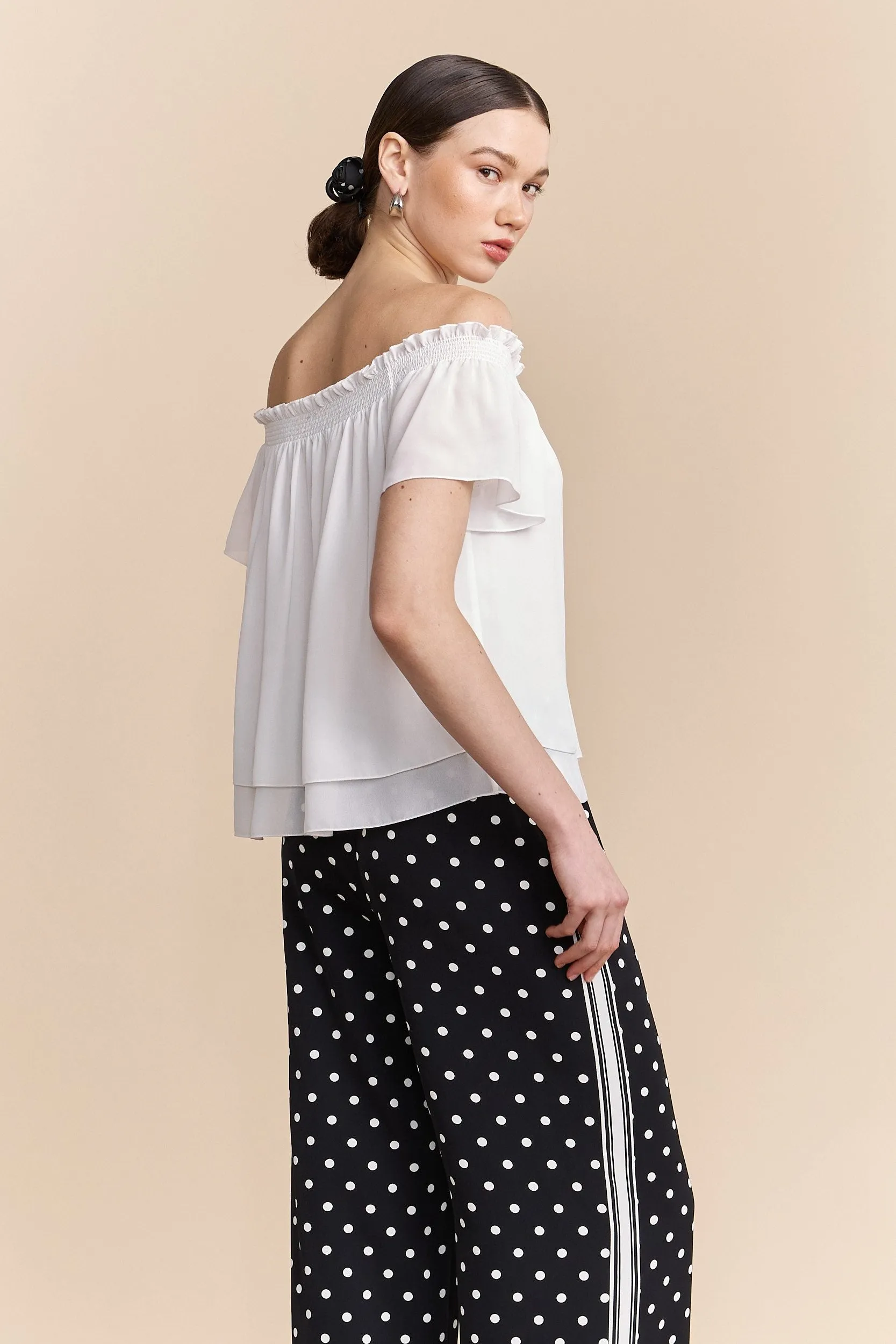 Off-the-shoulder top with ruching sold by Tristan Style product image thumbnail 2