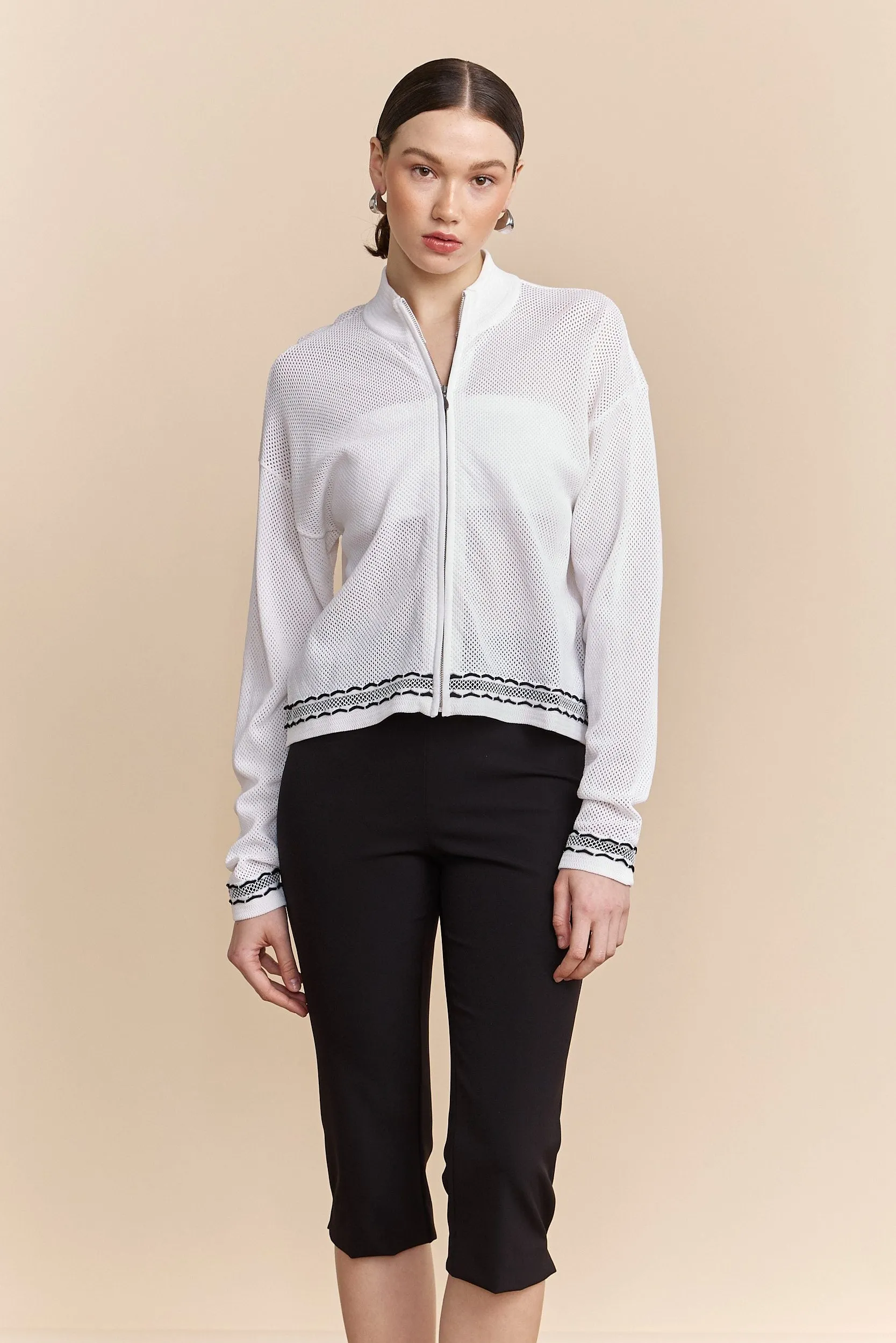 Mesh cardigan with zip sold by Tristan Style product image thumbnail 3