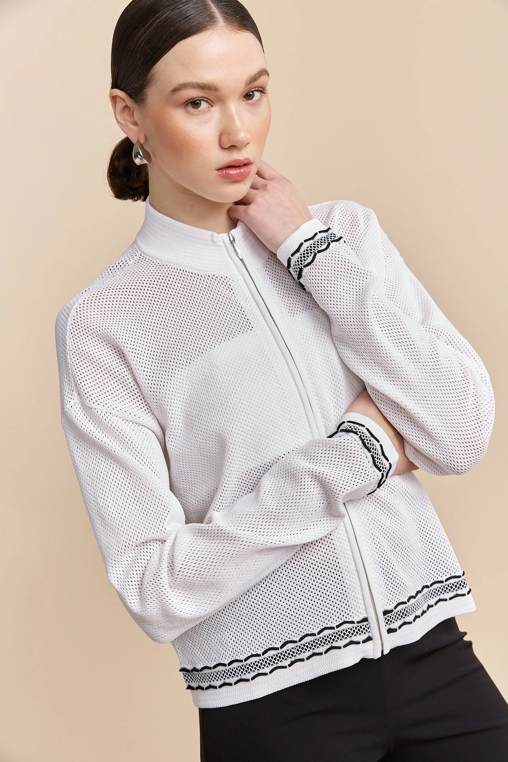 Mesh cardigan with zip sold by Tristan Style