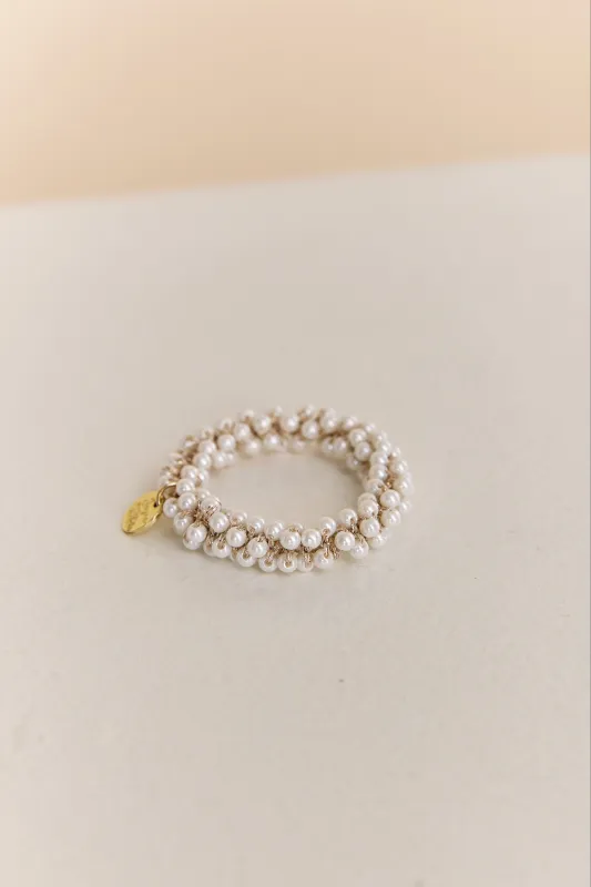 Pearl hair tie sold by Tristan Style