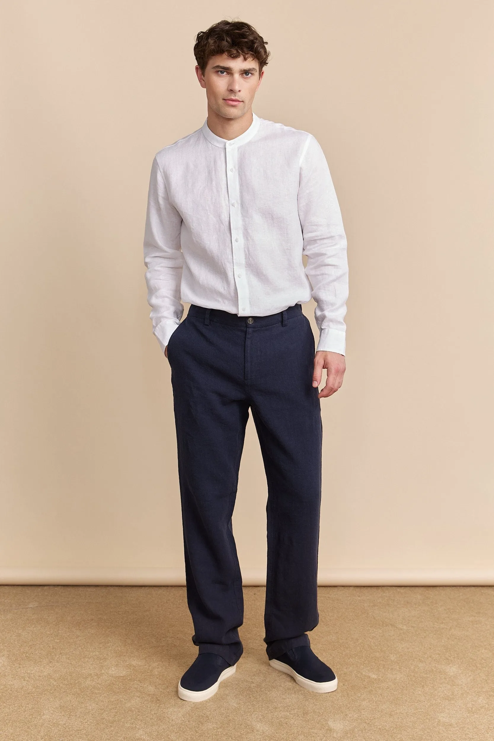 Linen pant with elastic sides sold by Tristan Style