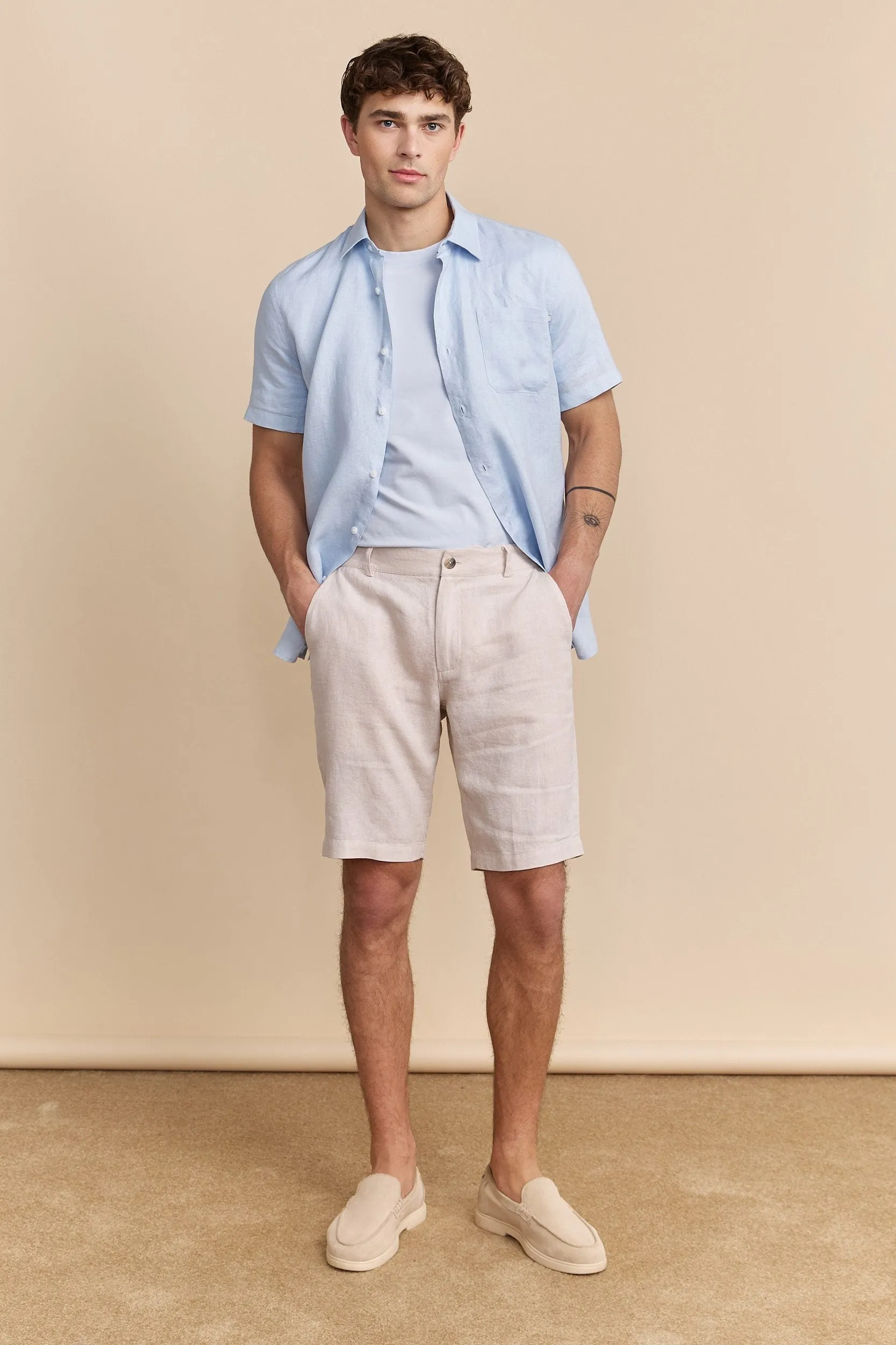 Elastic waistband linen bermuda sold by Tristan Style product image thumbnail 2