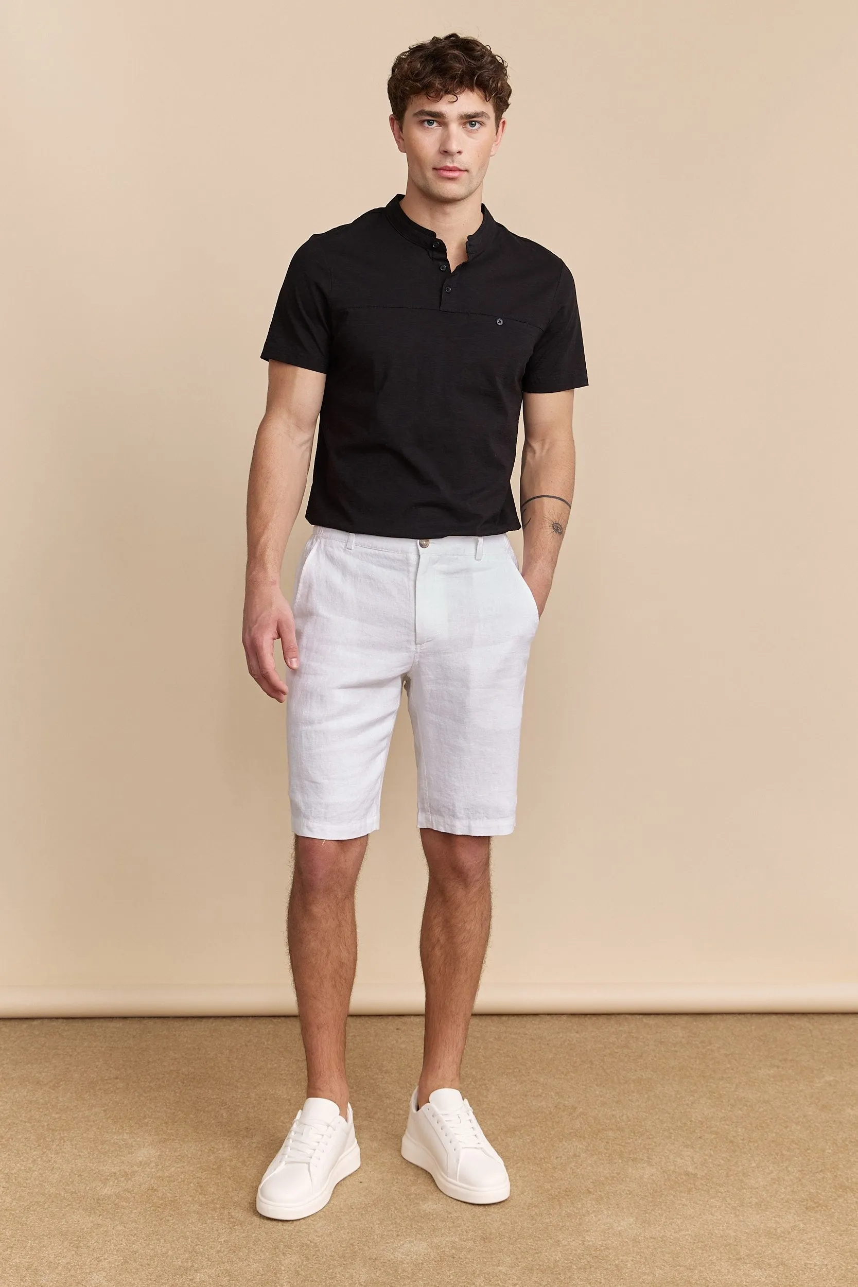 Elastic waistband linen bermuda sold by Tristan Style product image thumbnail 3