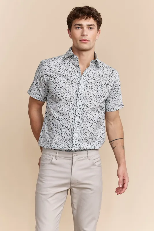 Abstract print semi-fitted shirt sold by Tristan Style