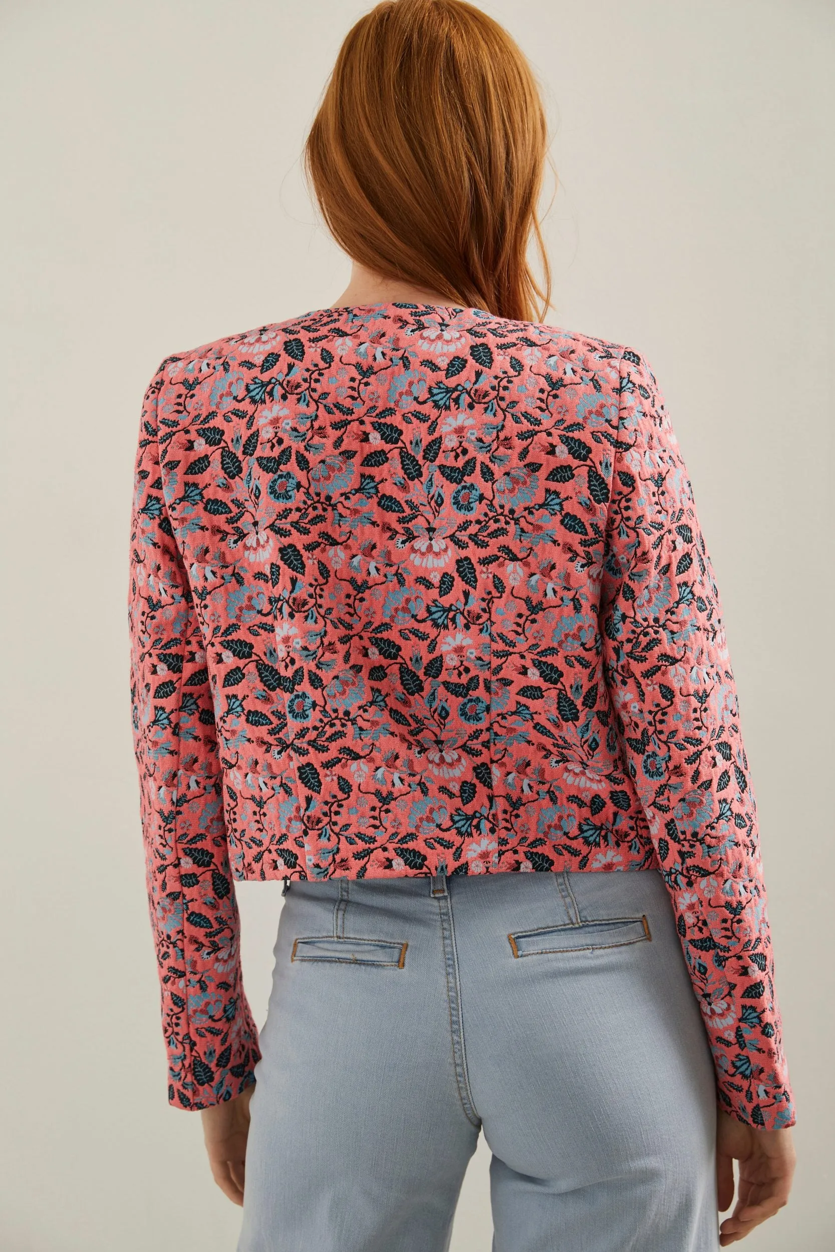Floral jaquard cropped blazer sold by Tristan Style product image thumbnail 3