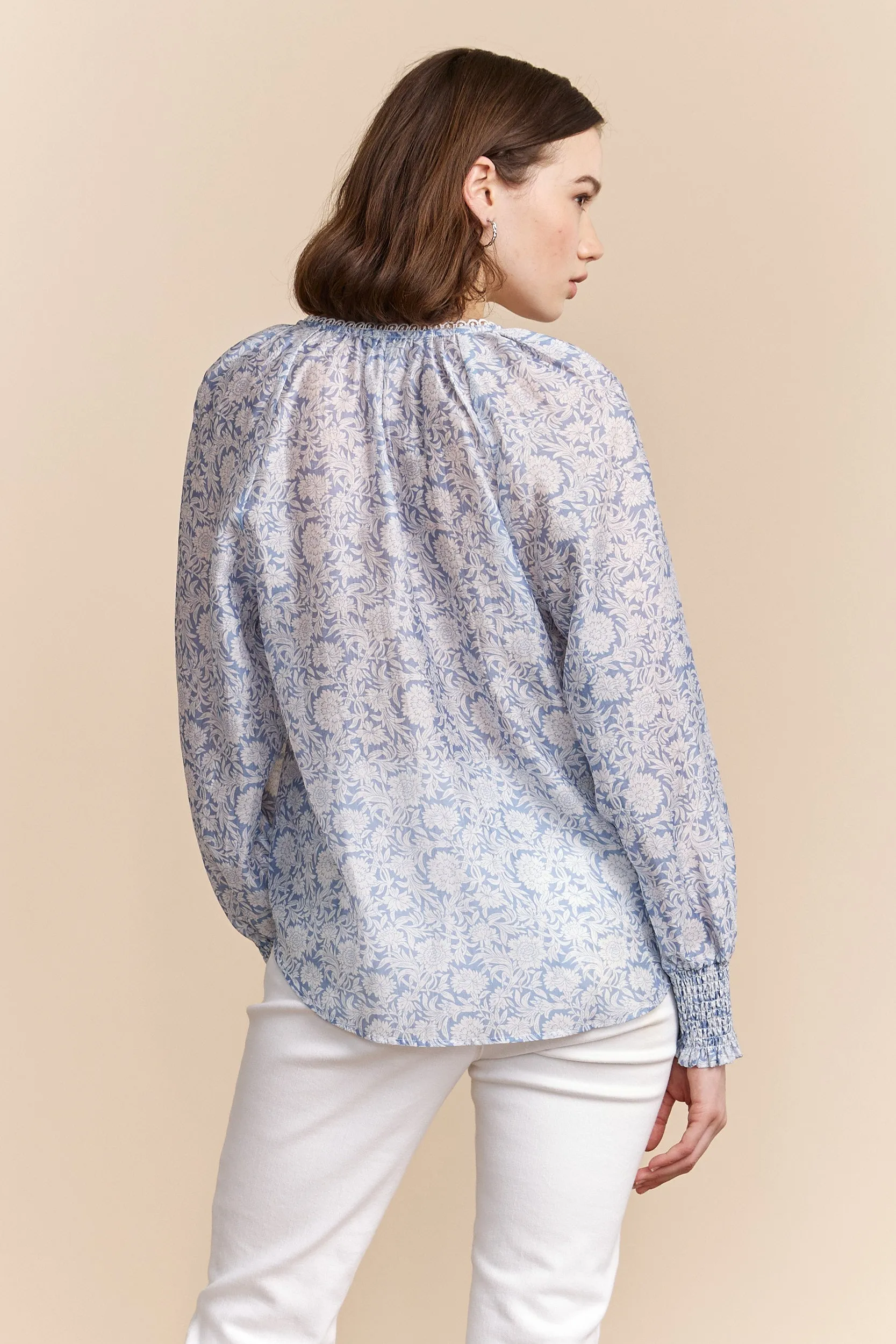 Semi-sheer blouse with floral print sold by Tristan Style product image thumbnail 3