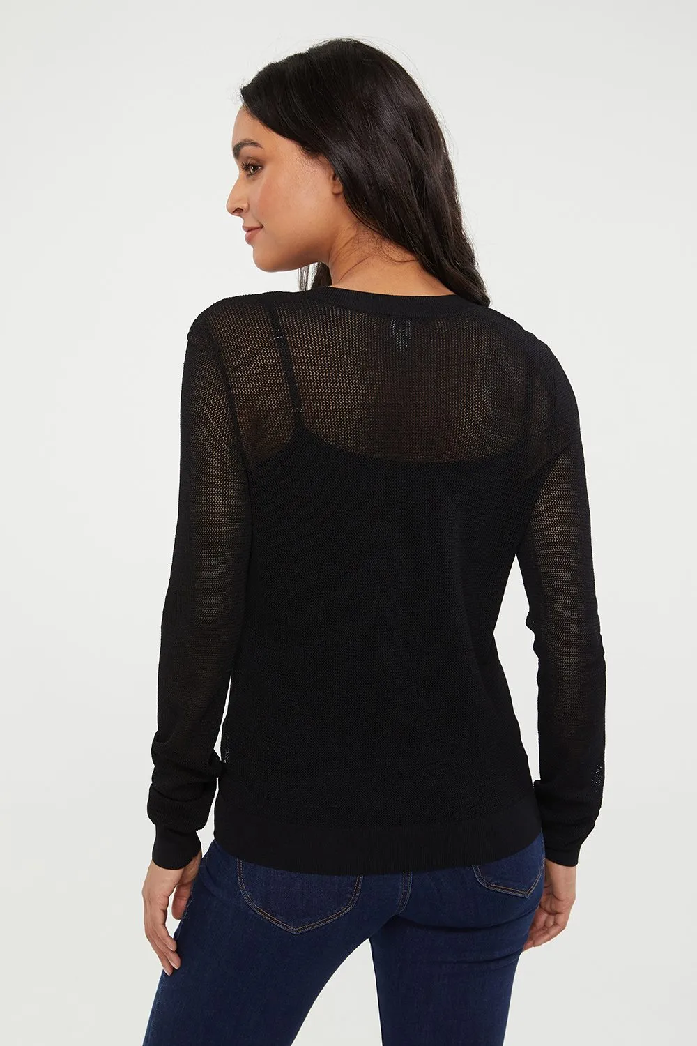 Mesh V neck sweater sold by Tristan Style product image thumbnail 4