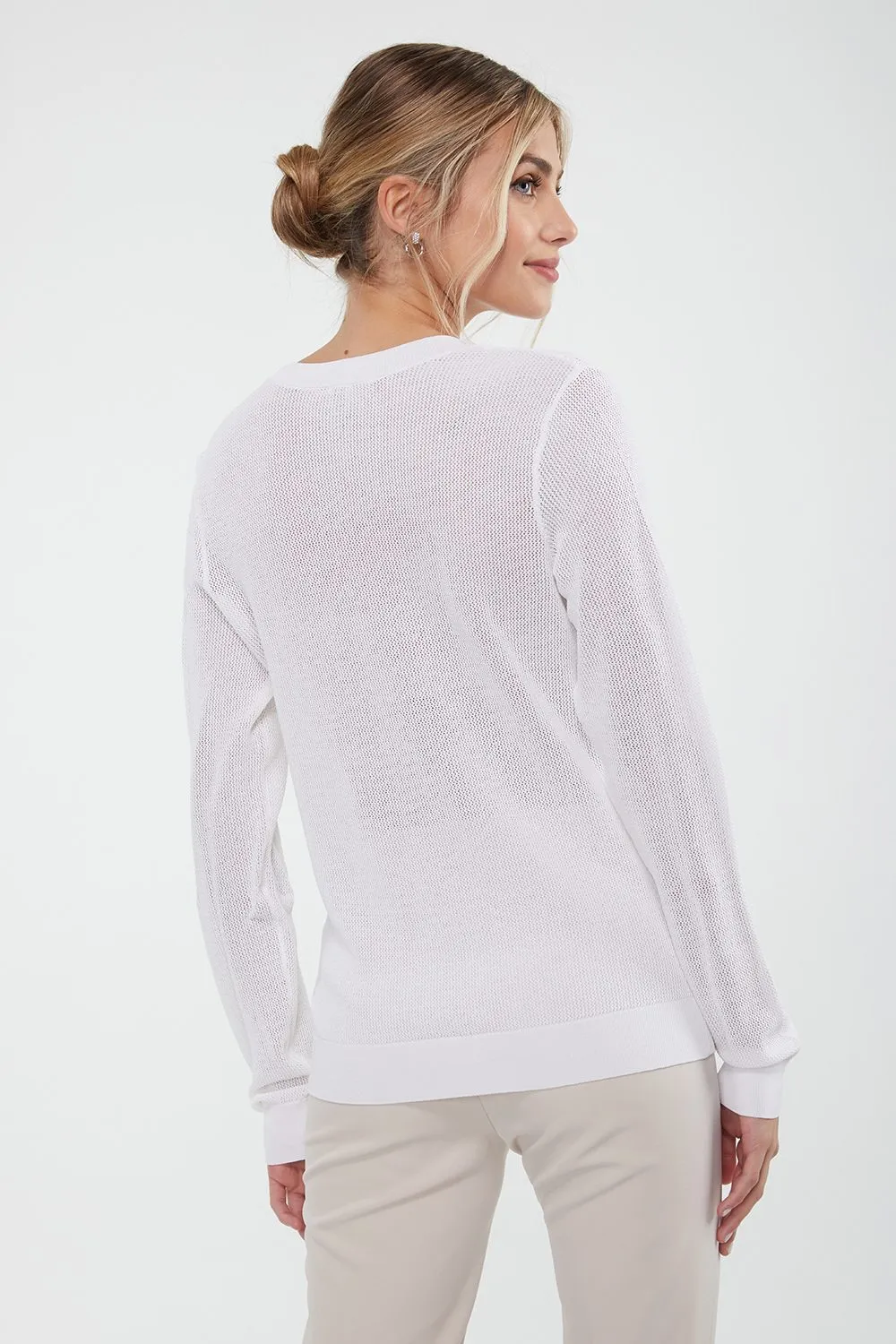 Mesh V neck sweater sold by Tristan Style product image thumbnail 2