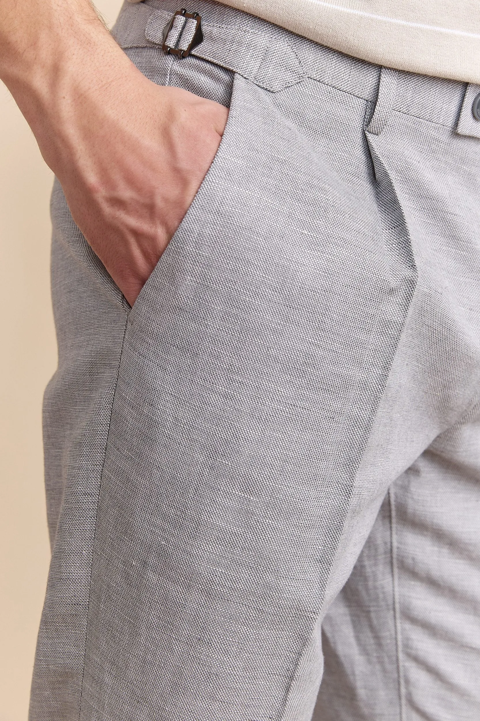 Linen pant with pleats & side buckles sold by Tristan Style product image thumbnail 3