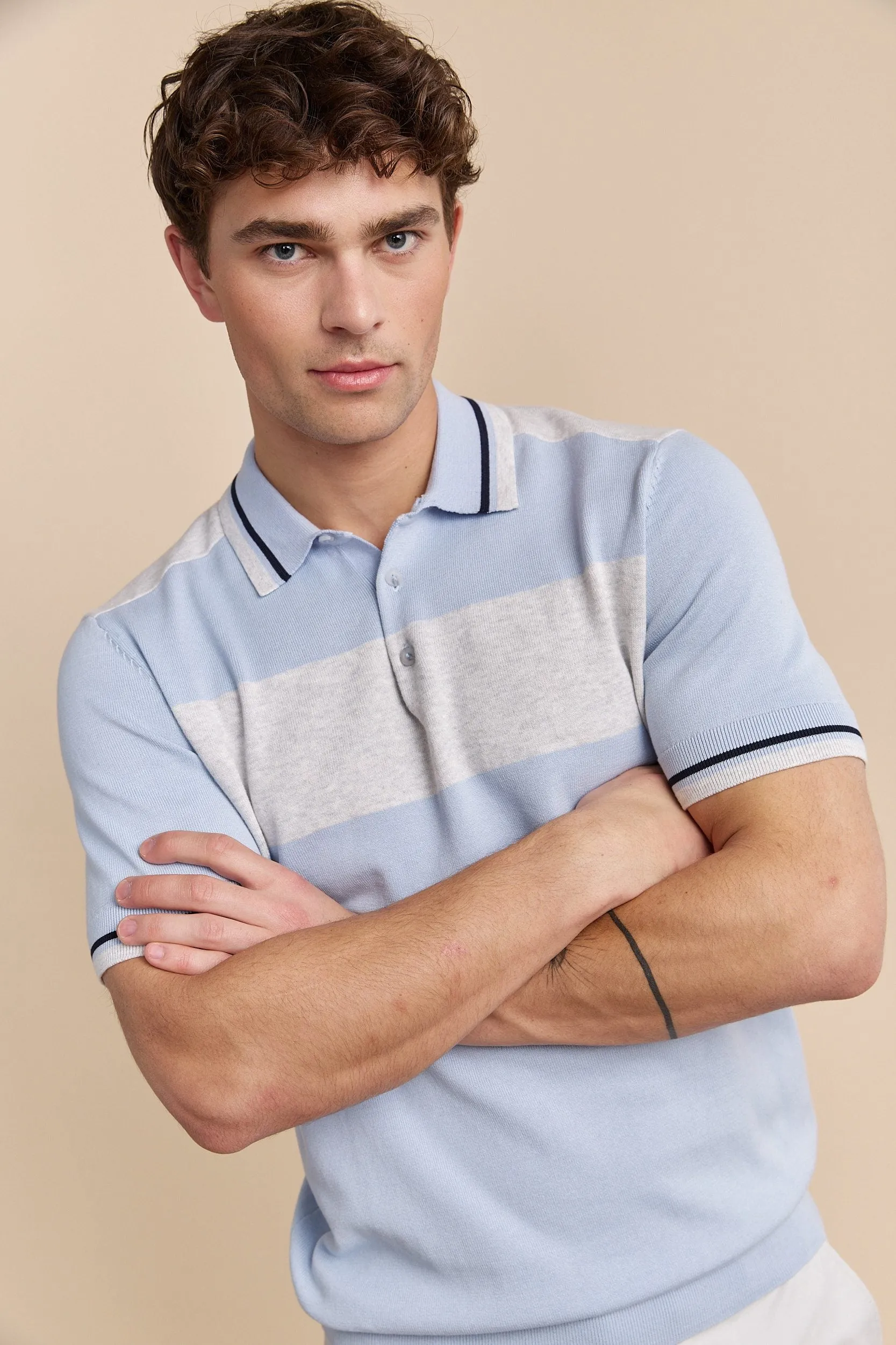 Colour block knit polo sold by Tristan Style product image thumbnail 3
