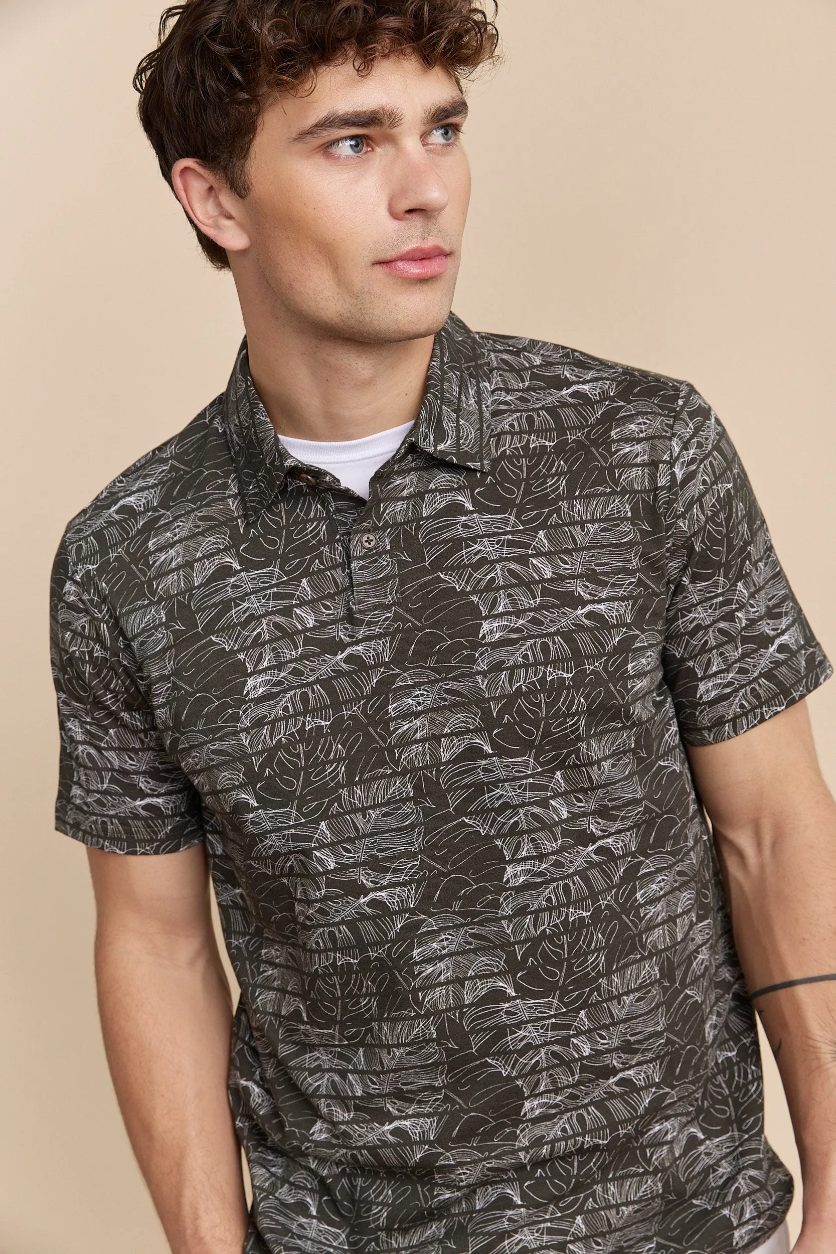 Tropical print stripped polo sold by Tristan Style product image thumbnail 3