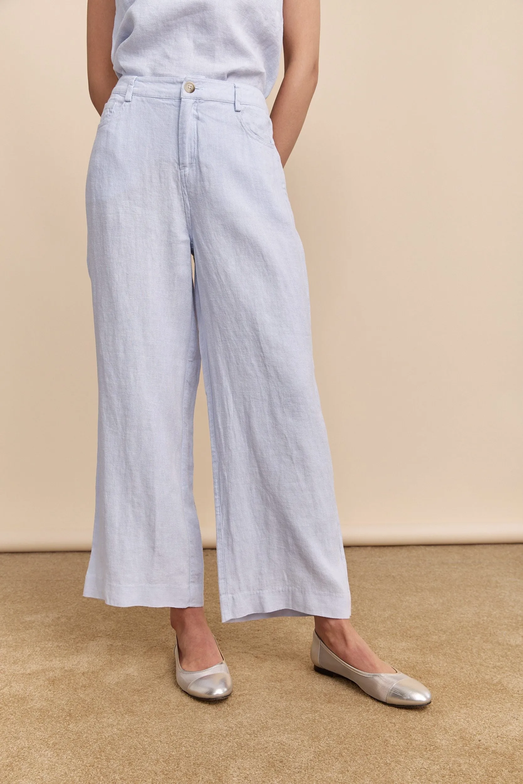 Wide leg crop linen pants sold by Tristan Style product image thumbnail 5