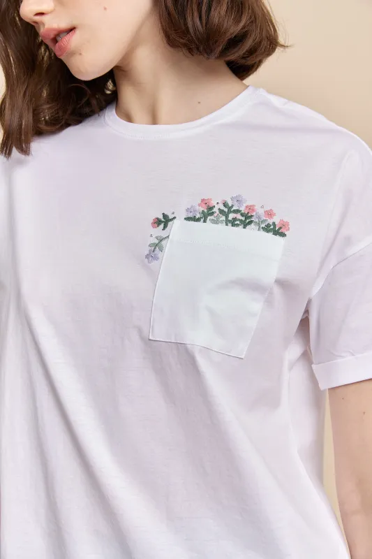 Embroidered floral t-shirt sold by Tristan Style