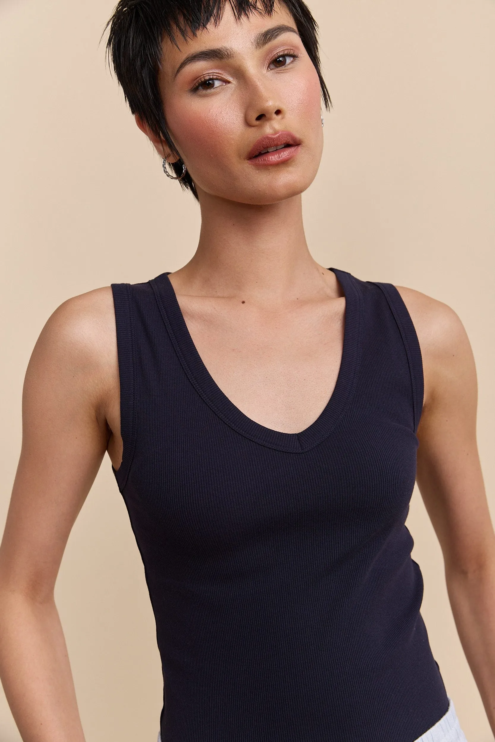 Ribbed sleeveless top with V neck sold by Tristan Style product image thumbnail 3